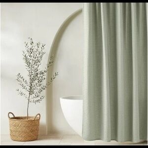 Casaluna Sage Green Waffle Shower Curtain